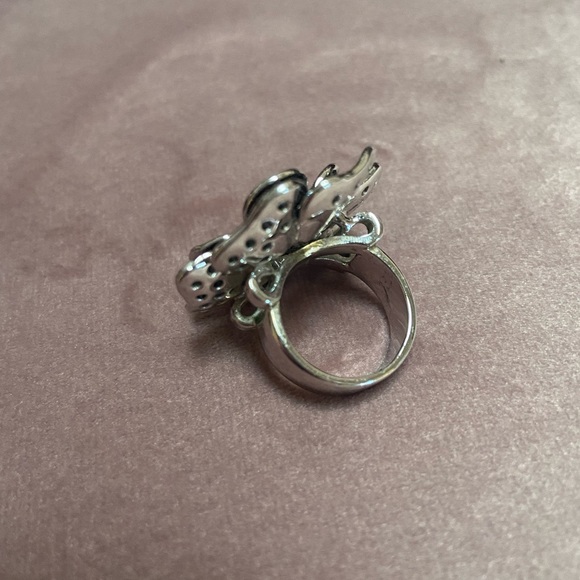 Sterling Silver Black Flower Ring - Picture 3 of 4